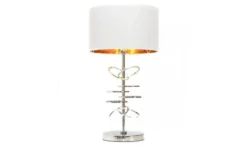 Lampada da tavolo comodino glamour MILARI Bianco-Cromo