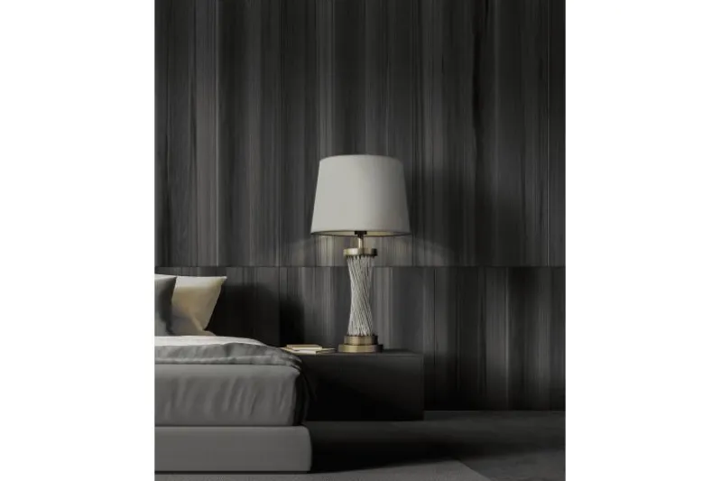 Lampada da tavolo comodino glamour VILLANOVA Bianco Ottone