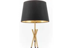 LAMPADA DA TERRA IN MERINO NERO E OTTONE