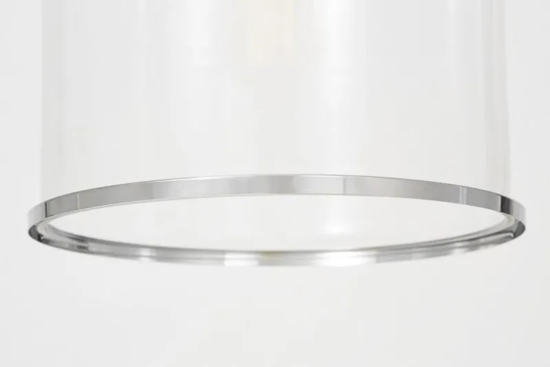 Lampada moderna a sospensione con paralume bordo cromo SARINI
