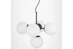 Lampadario a bocce bianche 5 luci nero STELVIO W5