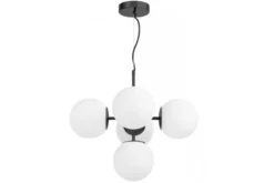 Lampadario a bocce bianche 5 luci nero STELVIO W5