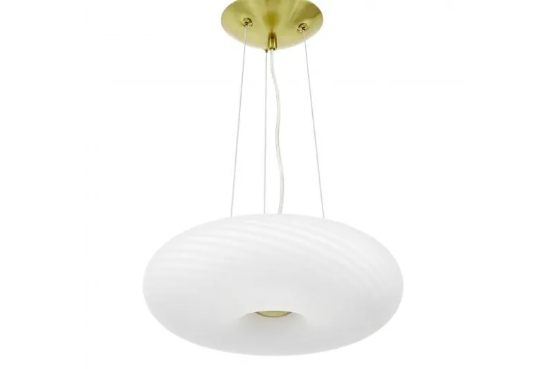 Lampadario ad anello oro e vetro bianco MONARTE D38