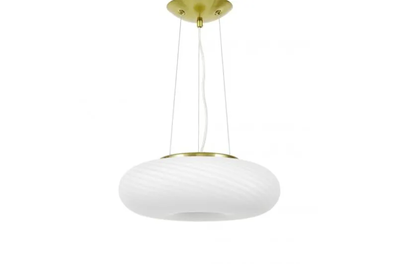 Lampadario ad anello oro e vetro bianco MONARTE D38