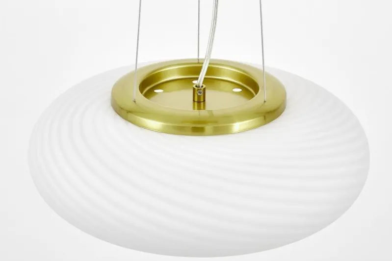 Lampadario ad anello oro e vetro bianco MONARTE D38