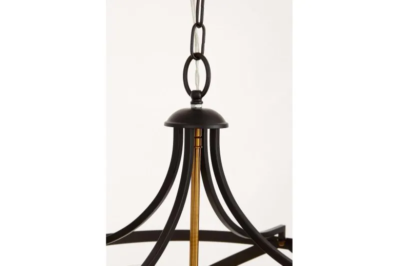 Lampadario a gabbia nero e ottone vintage ASTILA W6