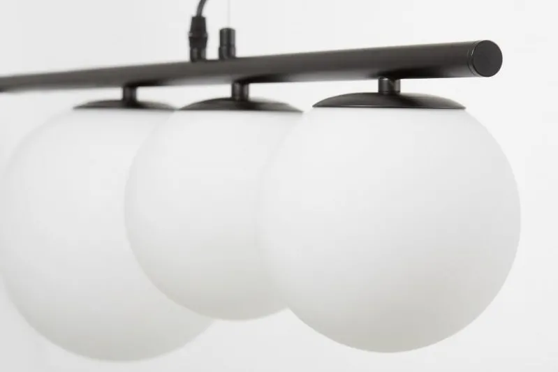 Lampadario a palle bianco e metallo nero BARISTICA W5
