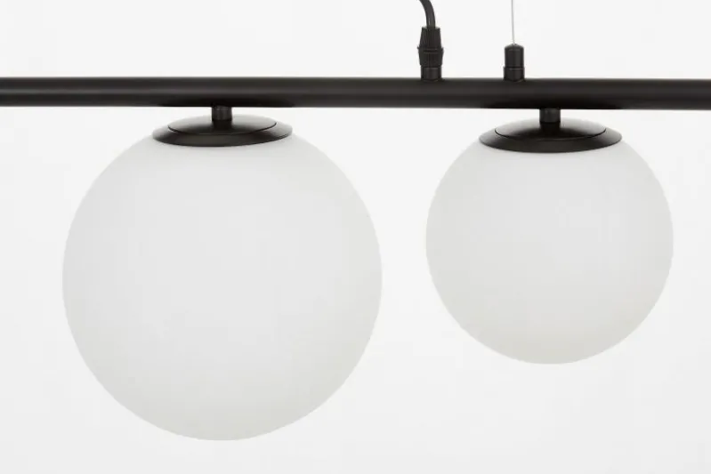 Lampadario a palle bianco e metallo nero BARISTICA W5
