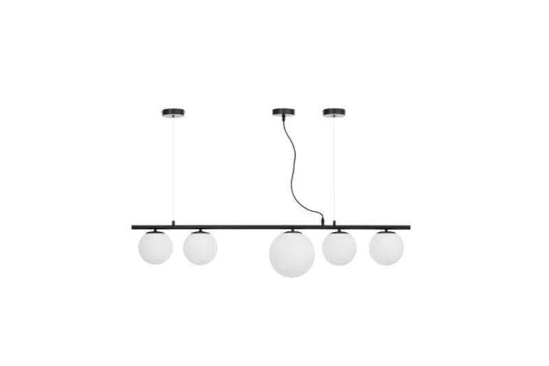 Lampadario a palle bianco e metallo nero BARISTICA W5