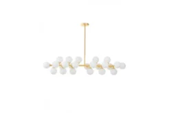 Lampadario a sospensione a bocce bianche e ramo oro 24 punti luce PETRICA W24