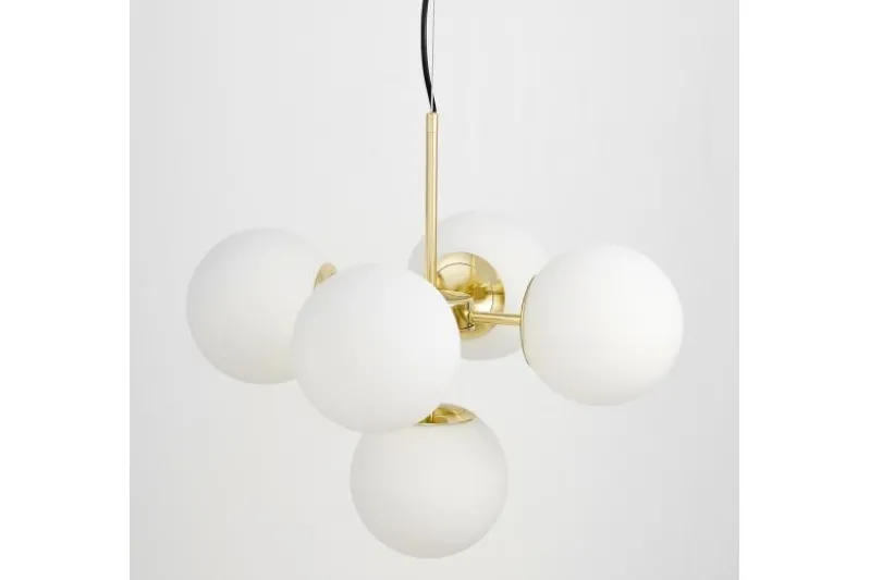 Lampadario a sospensione a sfera dorato 5 luci STELVIO W5
