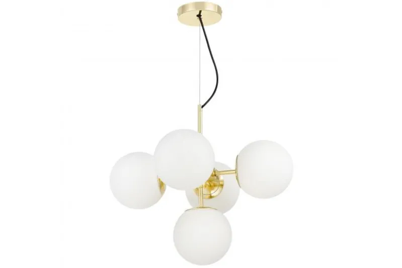 Lampadario a sospensione a sfera dorato 5 luci STELVIO W5