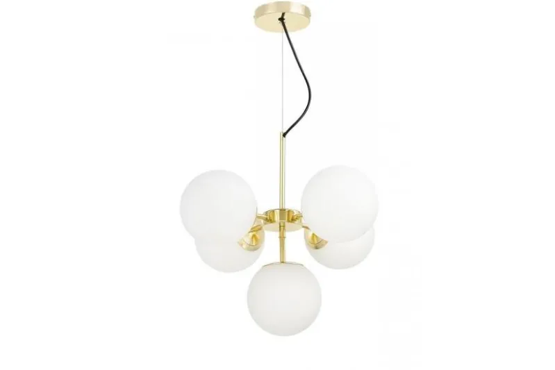 Lampadario a sospensione a sfera dorato 5 luci STELVIO W5