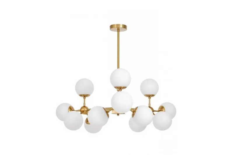 Lampadario a sospensione a sfere vetro bianco ottone ZODIAK W12
