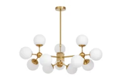 Lampadario a sospensione a sfere vetro bianco ottone ZODIAK W12