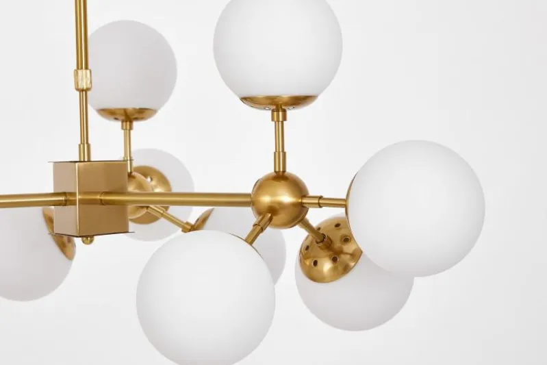 Lampadario a sospensione a sfere vetro bianco ottone ZODIAK W12
