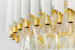 Lampadario a sospensione bianco e oro con cristalli MAZINI D40