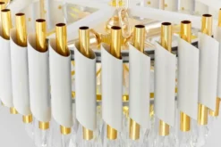 Lampadario a sospensione bianco e oro con cristalli MAZINI D40