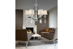 Lampadario a sospensione classico di metallo cromato e cristalli VALENTINA W6