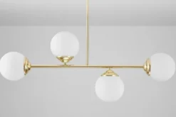 Lampadario a sospensione con asta dorata FINO W4