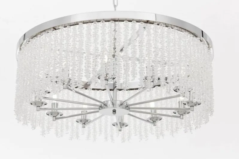 Lampadario a sospensione con cristalli cromato BALMENA D80