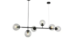 Lampadario a sospensione di design moderno a 6 sfere in vetro CEREDO W6 Nero