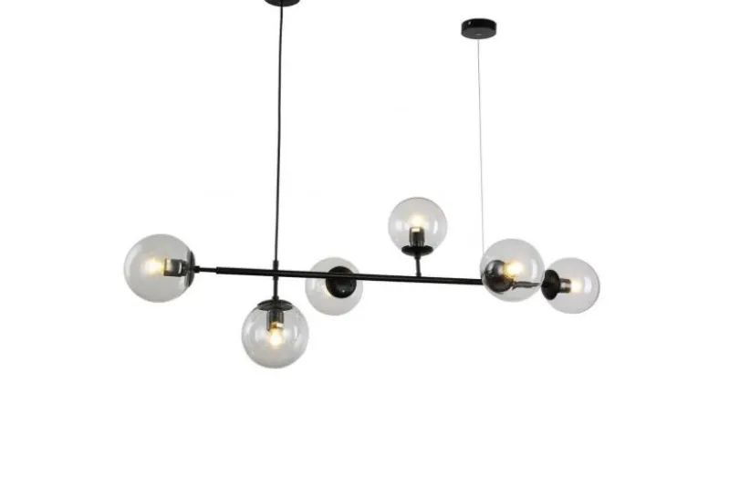Lampadario a sospensione di design moderno a 6 sfere in vetro CEREDO W6 Nero