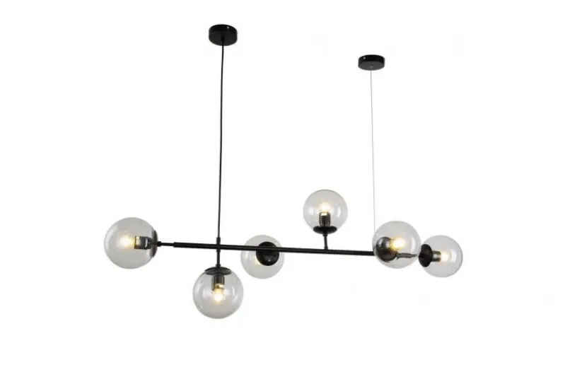 Lampadario a sospensione di design moderno a 6 sfere in vetro CEREDO W6 Nero