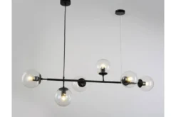Lampadario a sospensione di design moderno a 6 sfere in vetro CEREDO W6 Nero