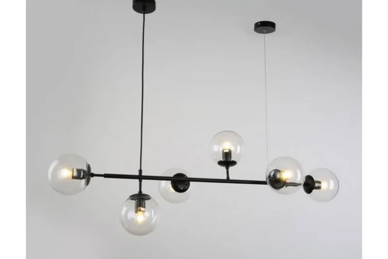 Lampadario a sospensione di design moderno a 6 sfere in vetro CEREDO W6 Nero
