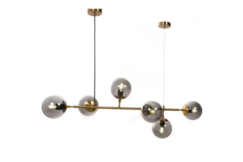 Lampadario a sospensione di design moderno a 6 sfere in vetro CEREDO W6 Ottone