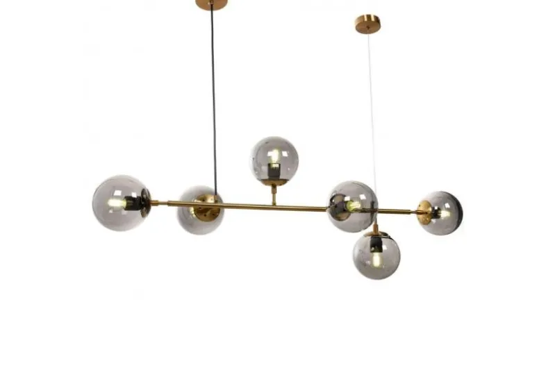 Lampadario a sospensione di design moderno a 6 sfere in vetro CEREDO W6 Ottone