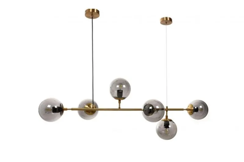 Lampadario a sospensione di design moderno a 6 sfere in vetro CEREDO W6 Ottone