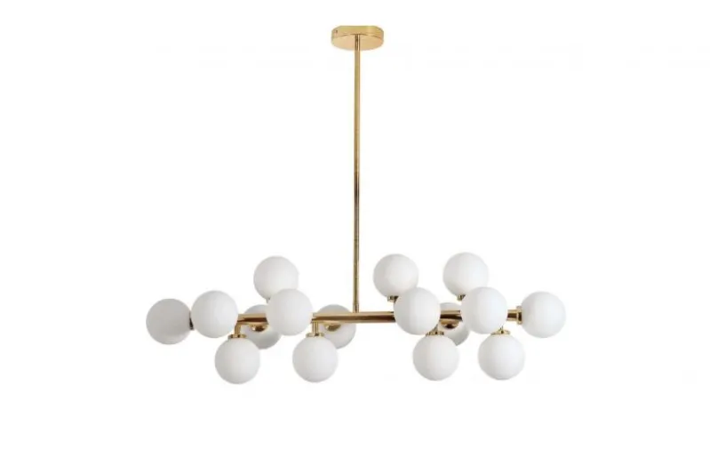 Lampadario a sospensione di design moderno 16 luci a sfere in vetro PETRICA W16 Ottone