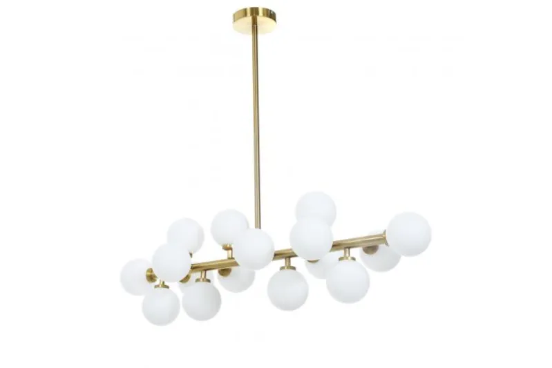 Lampadario a sospensione di design moderno 16 luci a sfere in vetro PETRICA W16 Ottone