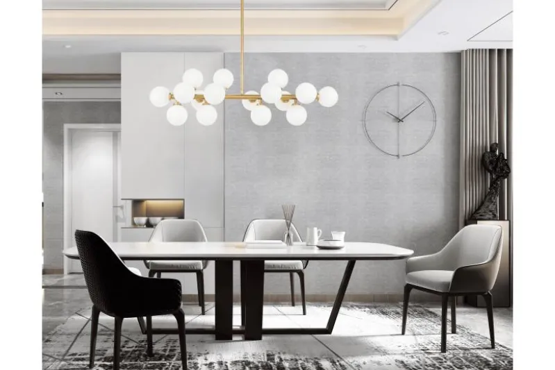 Lampadario a sospensione di design moderno 16 luci a sfere in vetro PETRICA W16 Ottone