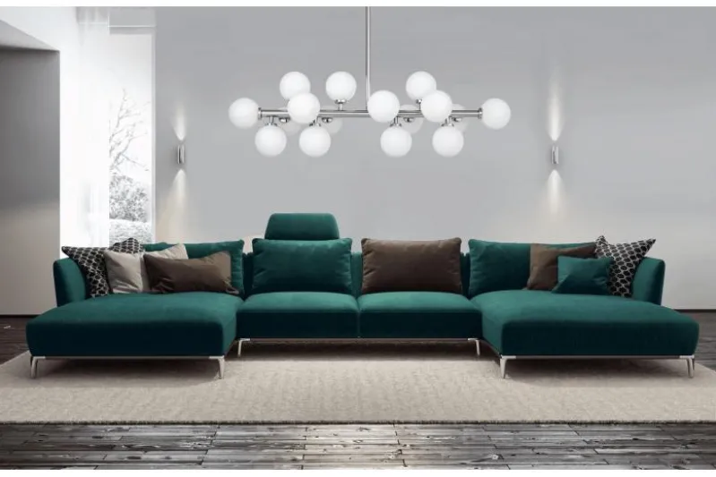 Lampadario a sospensione di design moderno 16 luci a sfere in vetro PETRICA W16 Cromo
