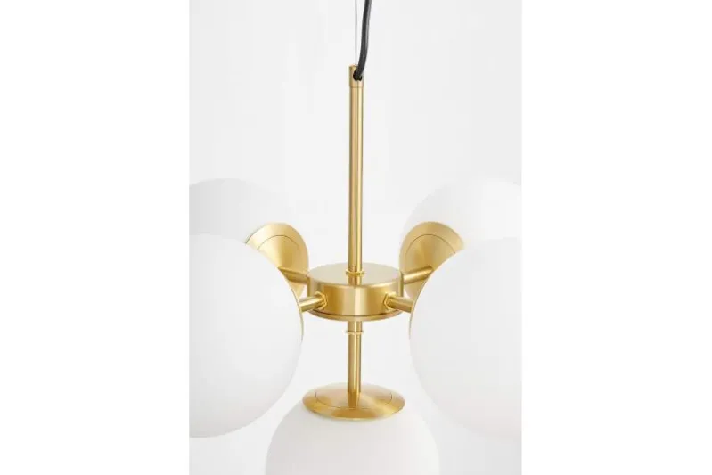 Lampadario a sospensione di design moderno 5 luci a sfere STELVIO W5 Ottone