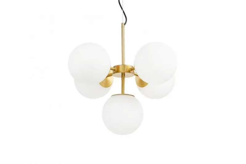 Lampadario a sospensione di design moderno 5 luci a sfere STELVIO W5 Ottone