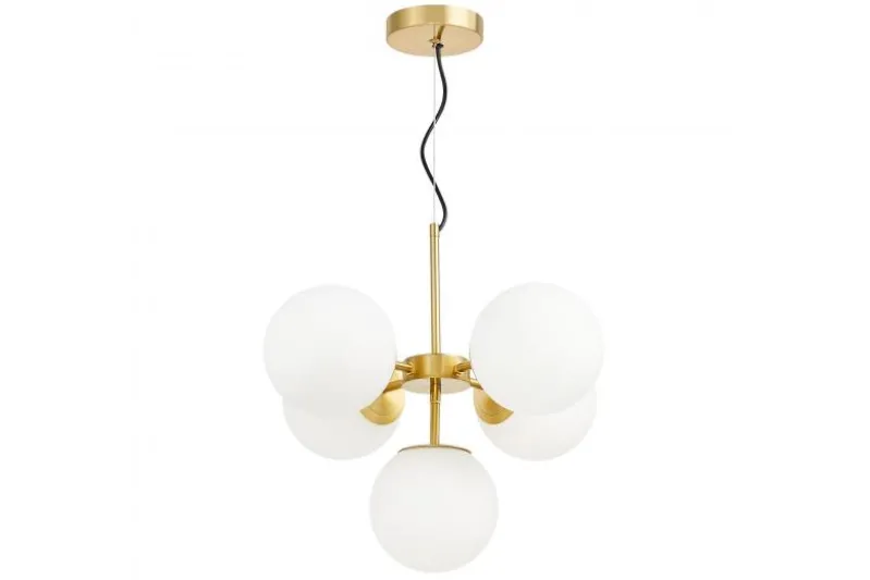 Lampadario a sospensione di design moderno 5 luci a sfere STELVIO W5 Ottone