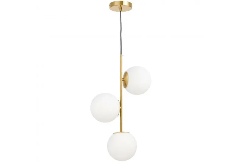 Lampadario a sospensione di design moderno 3 luci a sfere STELVIO W3 Ottone
