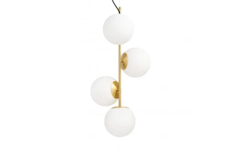Lampadario a sospensione di design moderno 4 luci a sfere STELVIO W4 Ottone
