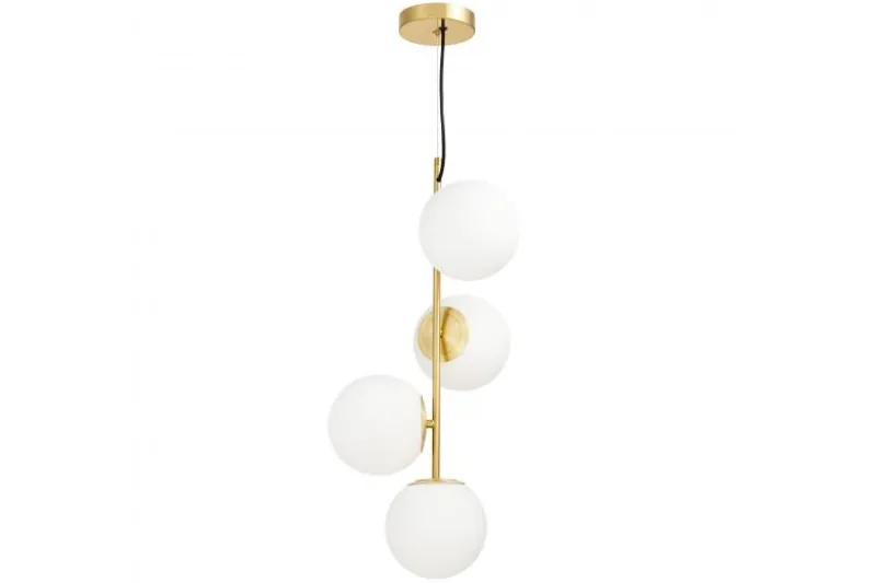 Lampadario a sospensione di design moderno 4 luci a sfere STELVIO W4 Ottone