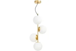 Lampadario a sospensione di design moderno 4 luci a sfere STELVIO W4 Ottone