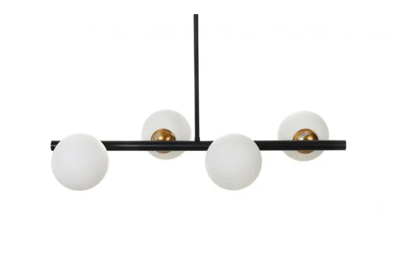 Lampadario a sospensione di design moderno 4 sfere in vetro TORICA W4 Nero Oro