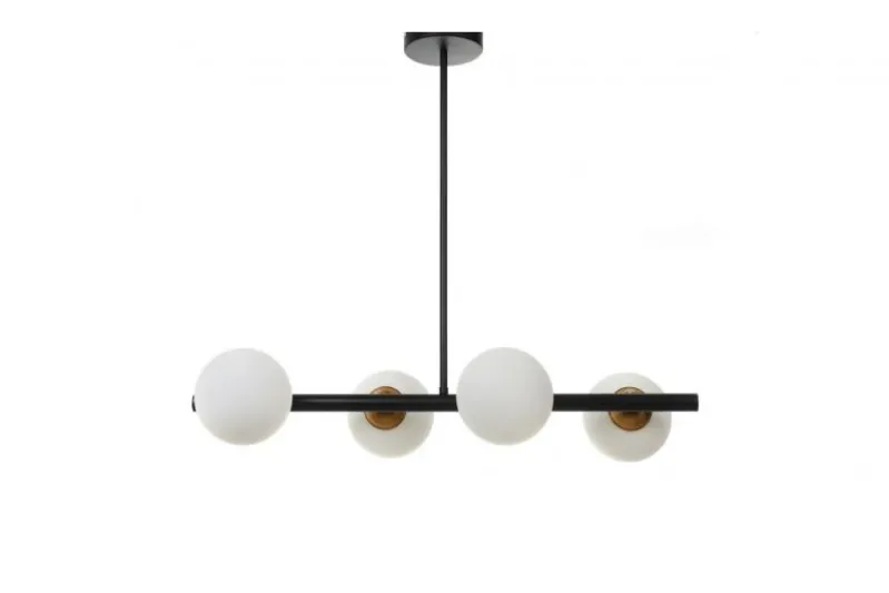 Lampadario a sospensione di design moderno 4 sfere in vetro TORICA W4 Nero Oro