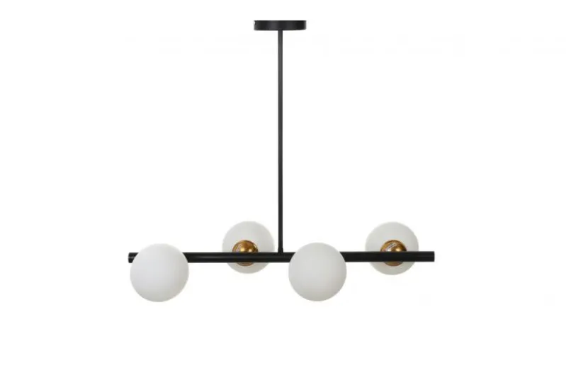 Lampadario a sospensione di design moderno 4 sfere in vetro TORICA W4 Nero Oro