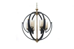 Lampadario a sospensione di metallo in colore nero con ottone BERGEN W6