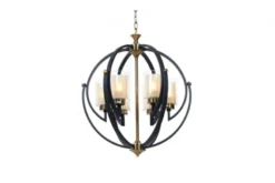 Lampadario a sospensione di metallo in colore nero con ottone BERGEN W6