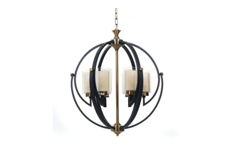 Lampadario a sospensione di metallo in colore nero con ottone BERGEN W6